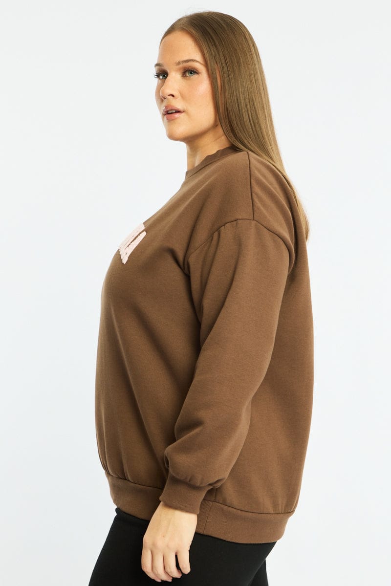 Brown Sweat Top Long Sleeve for YouandAll Fashion