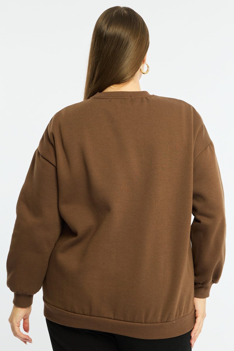 Brown Sweat Top Long Sleeve for YouandAll Fashion