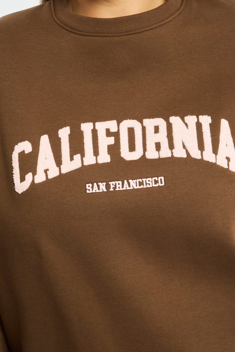 Brown Sweat Top Long Sleeve for YouandAll Fashion