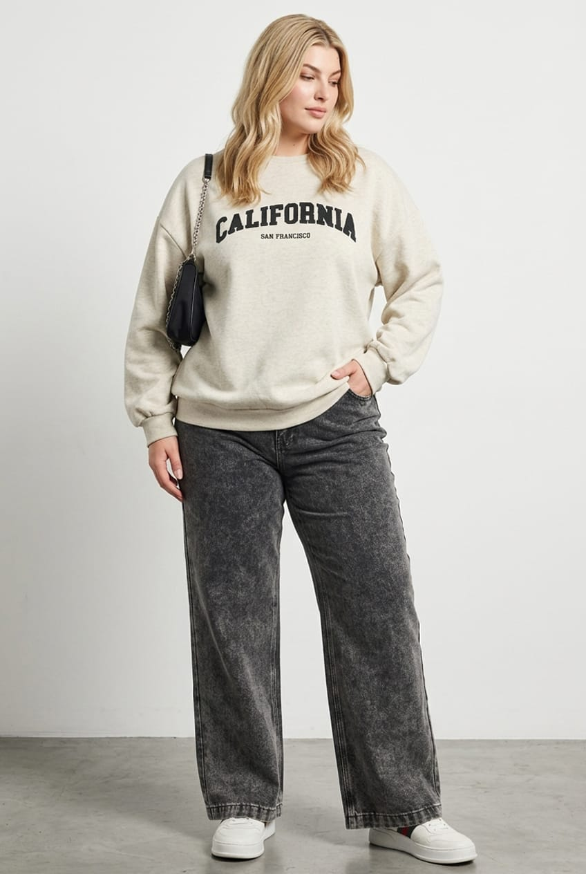 Grey Sweat Top Long Sleeve for YouandAll Fashion