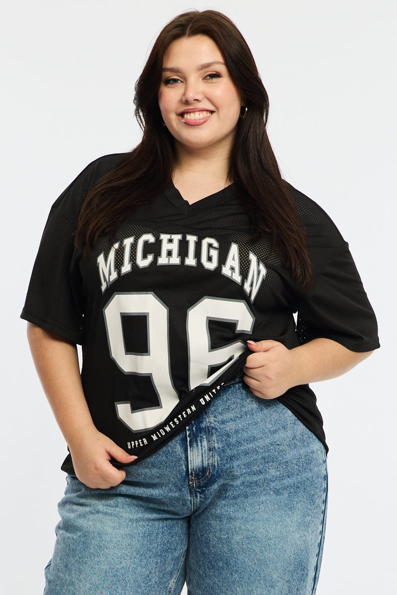 Black Sport Tee Short Sleeve V-neck for YouandAll Fashion