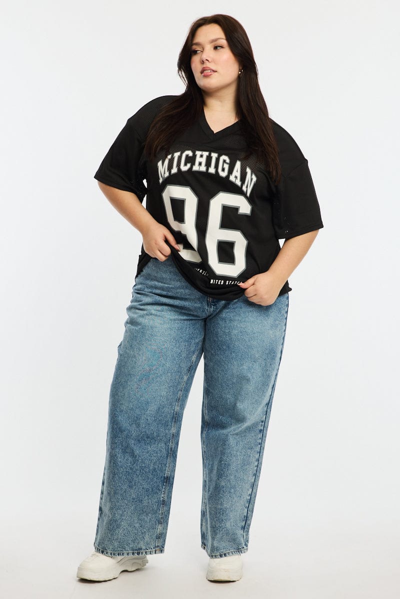 Black Sport Tee Short Sleeve V-neck for YouandAll Fashion
