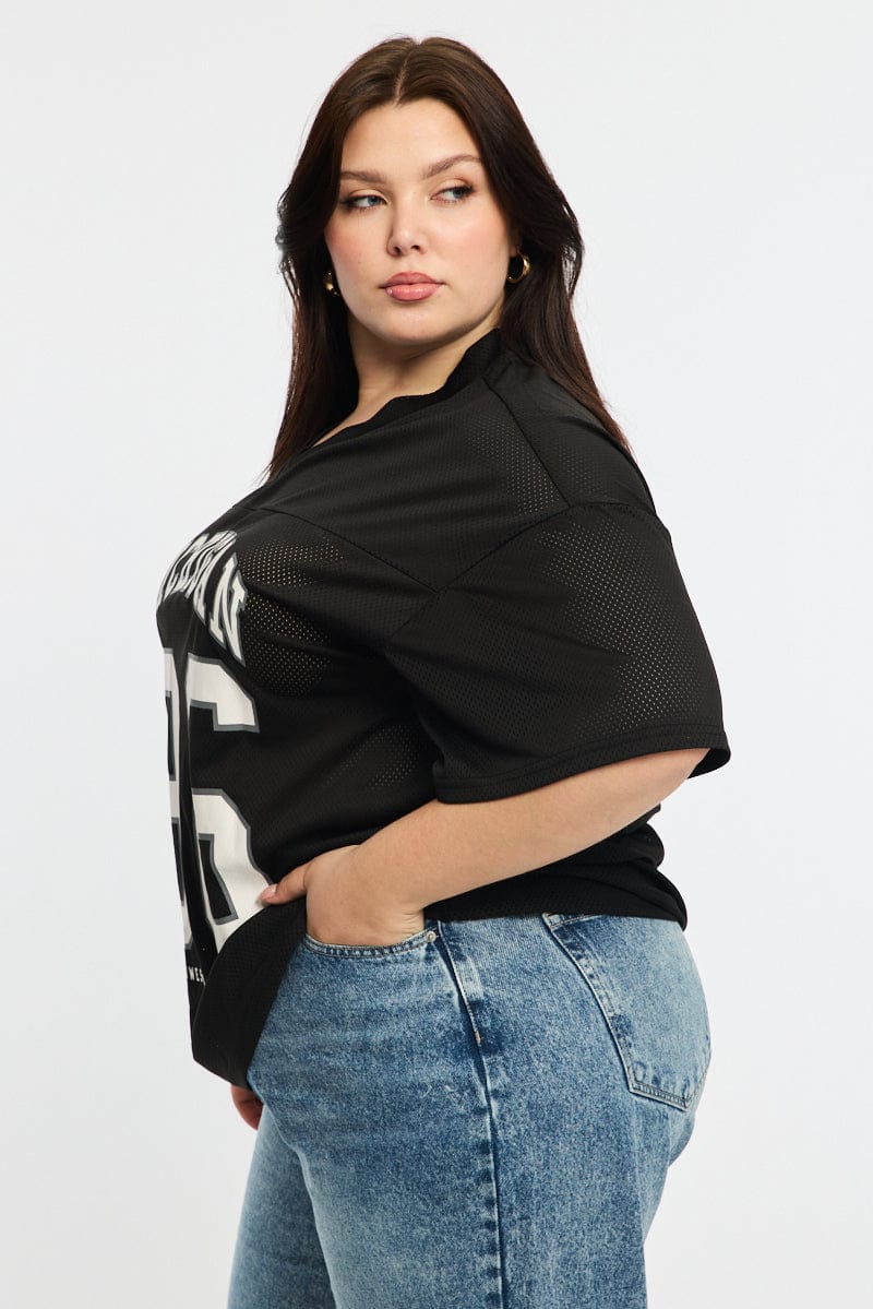 Black Sport Tee Short Sleeve V-neck for YouandAll Fashion