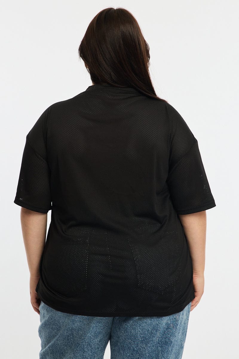 Black Sport Tee Short Sleeve V-neck for YouandAll Fashion