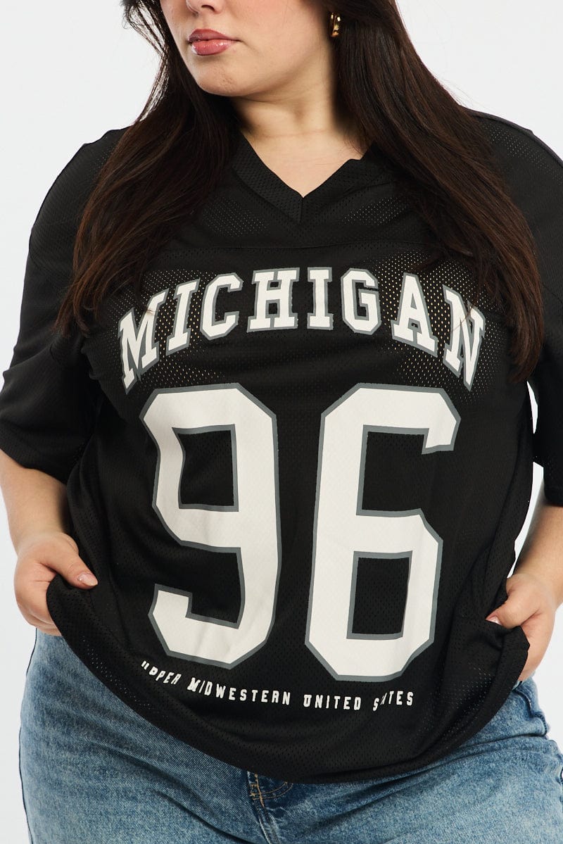 Black Sport Tee Short Sleeve V-neck for YouandAll Fashion