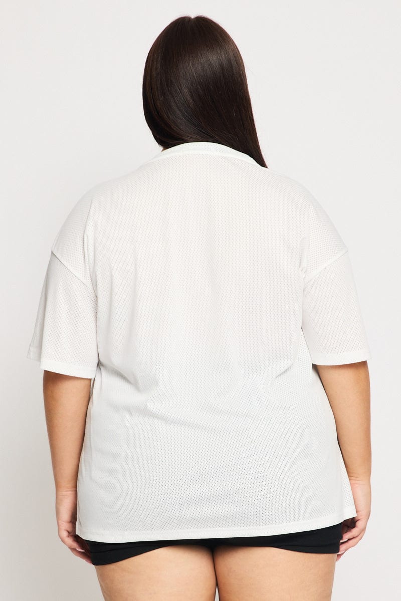 White Graphic Tee Short Sleeve V-neck for YouandAll Fashion