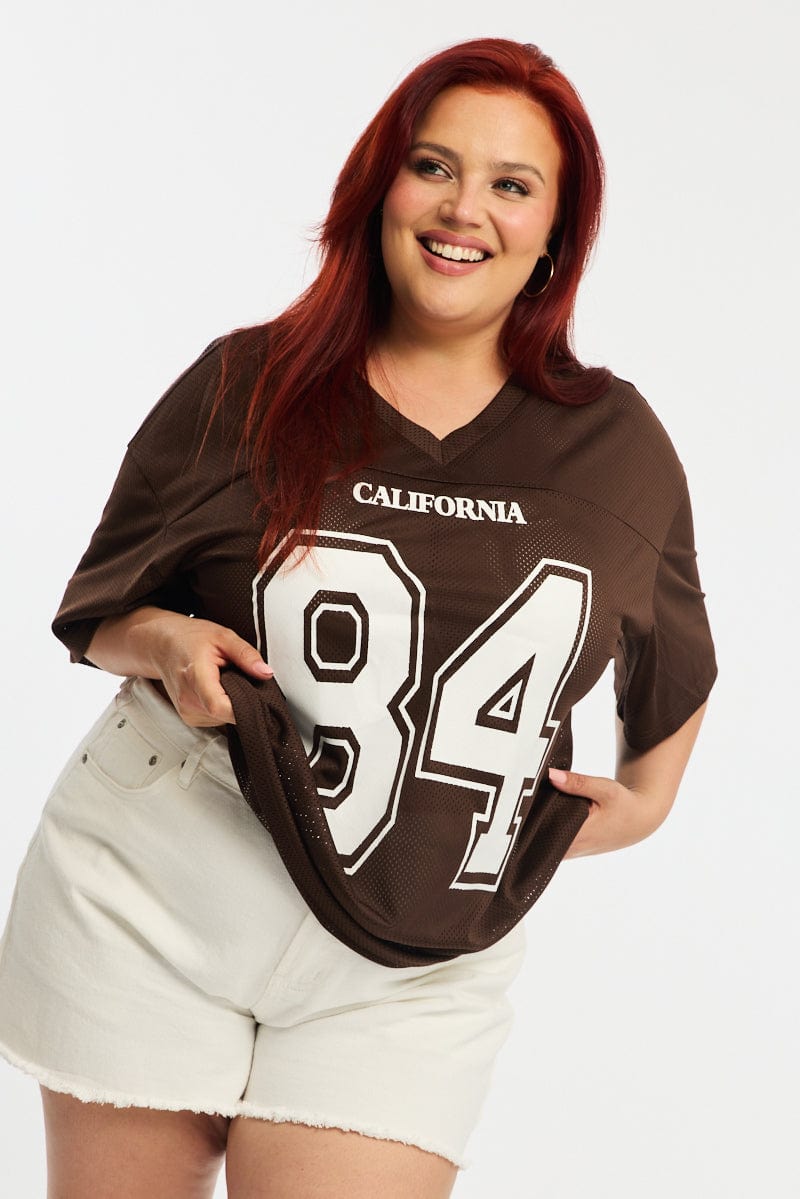 Brown Sports Tee Short Sleeve for YouandAll Fashion