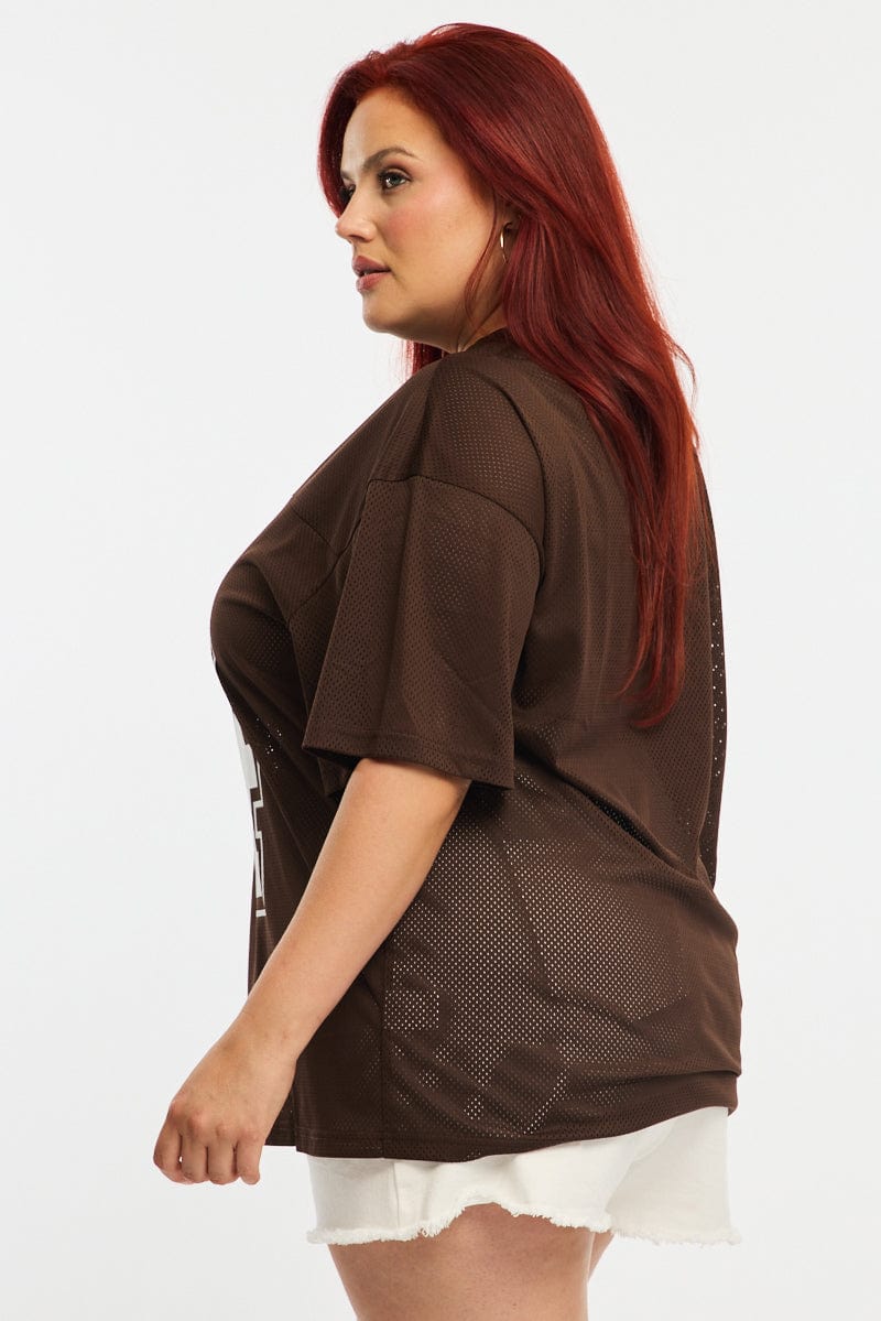 Brown Sports Tee Short Sleeve for YouandAll Fashion