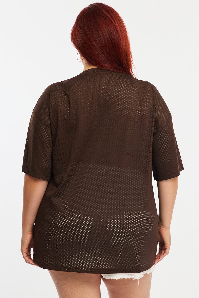 Brown Sports Tee Short Sleeve for YouandAll Fashion