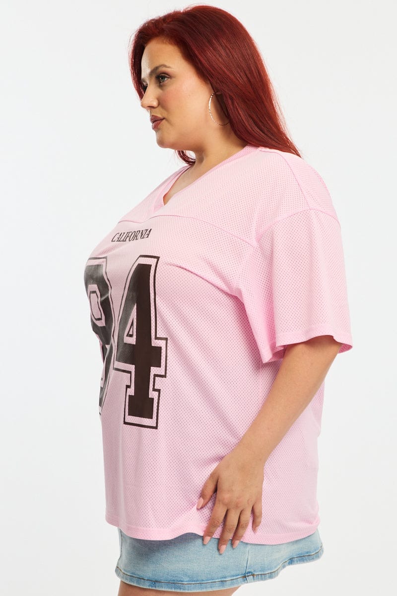 Pink Sports Tee Short Sleeve for YouandAll Fashion