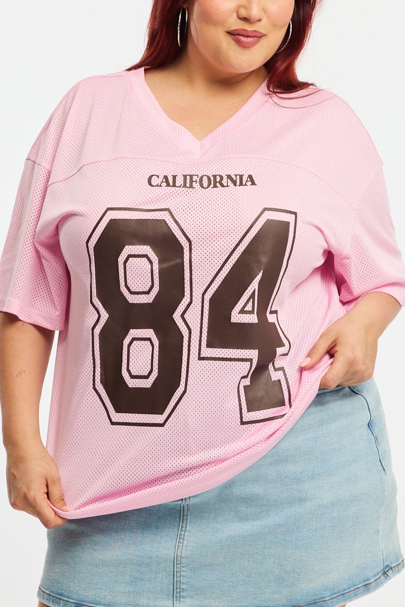 Pink Sports Tee Short Sleeve for YouandAll Fashion