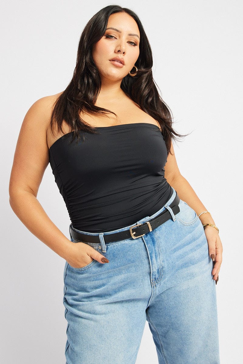 Black Bandeau Top Shirred Modal for YouandAll Fashion