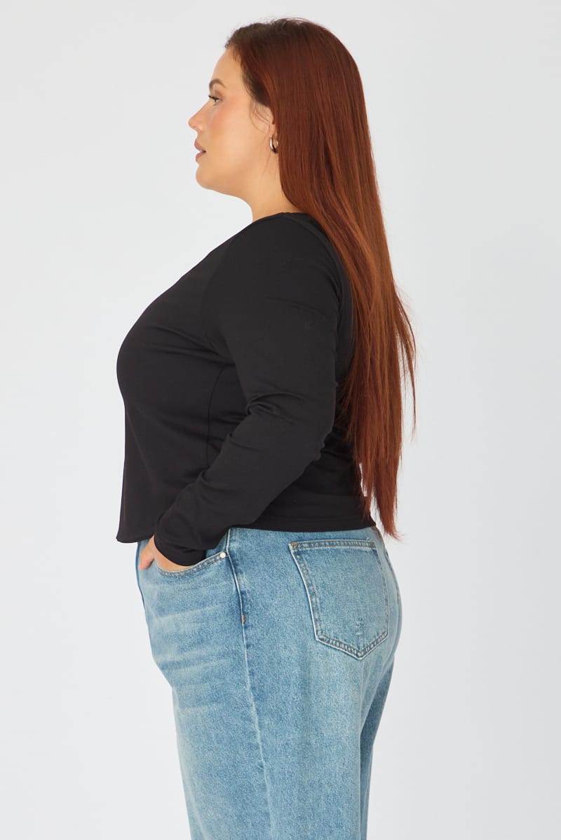 Black Supersoft Square Neck Top Long Sleeve for YouandAll Fashion