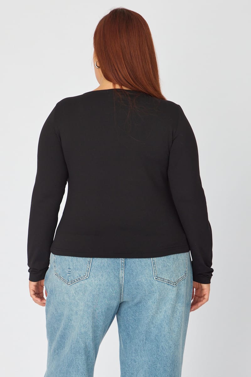 Black Supersoft Square Neck Top Long Sleeve for YouandAll Fashion