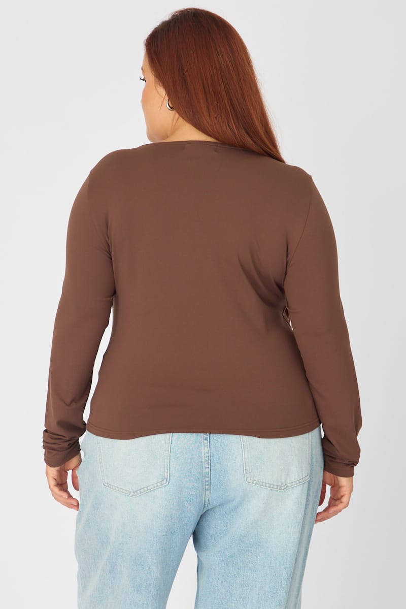 Brown Supersoft Square Neck Top Long Sleeve for YouandAll Fashion