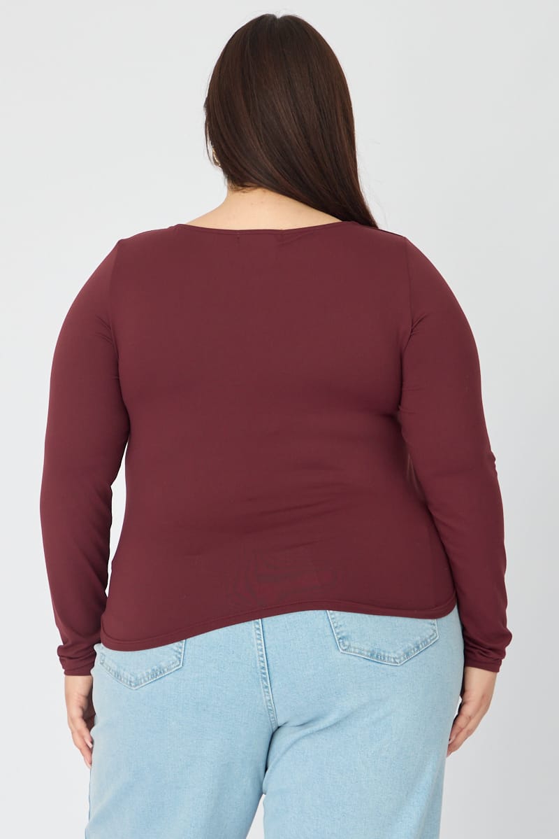 Red Supersoft Square Neck Top Long Sleeve for YouandAll Fashion
