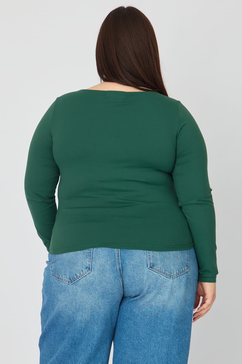 Green Supersoft Square Neck Top Long Sleeve for YouandAll Fashion
