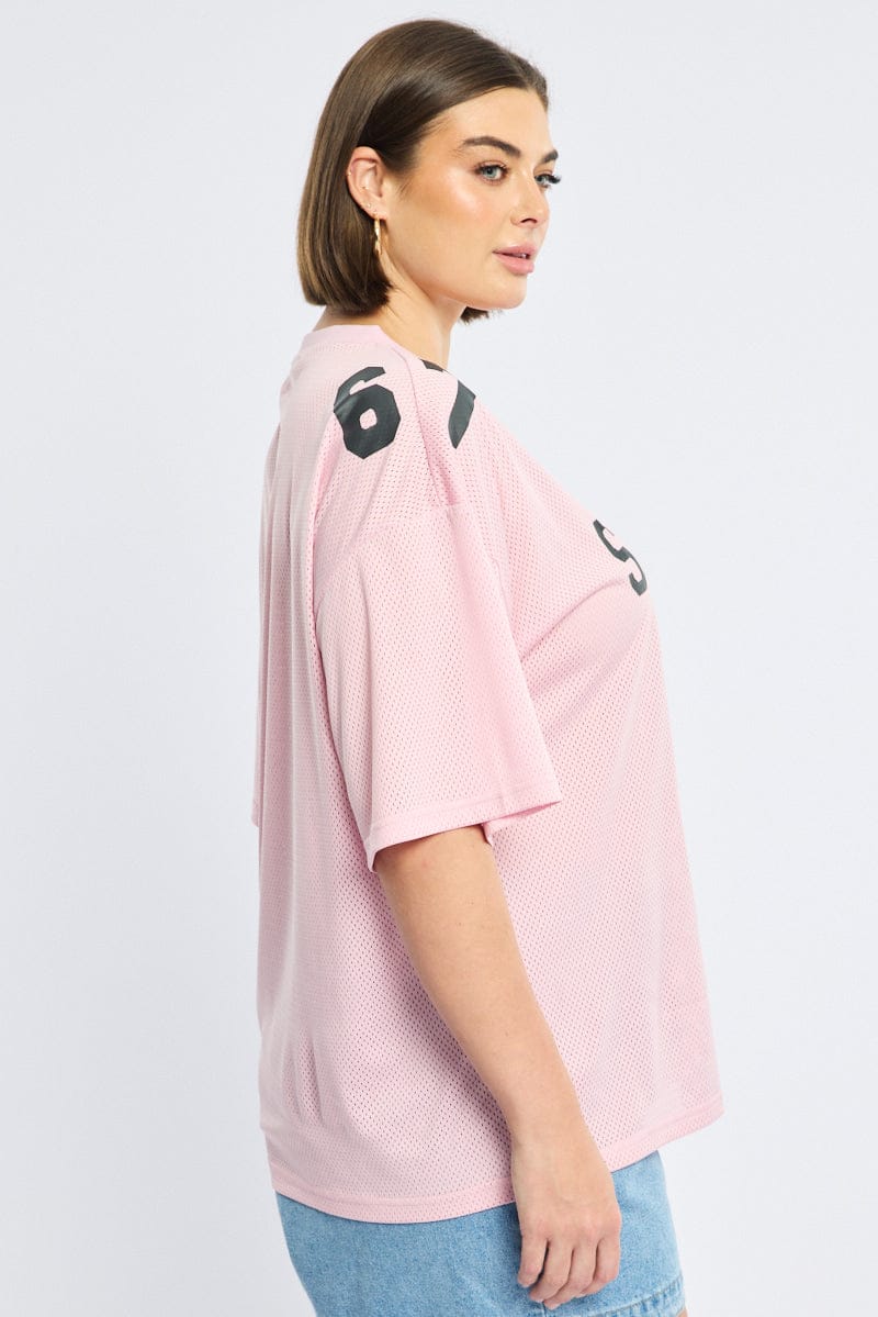 Pink Oversized Sport Tee Short Sleeve for YouandAll Fashion