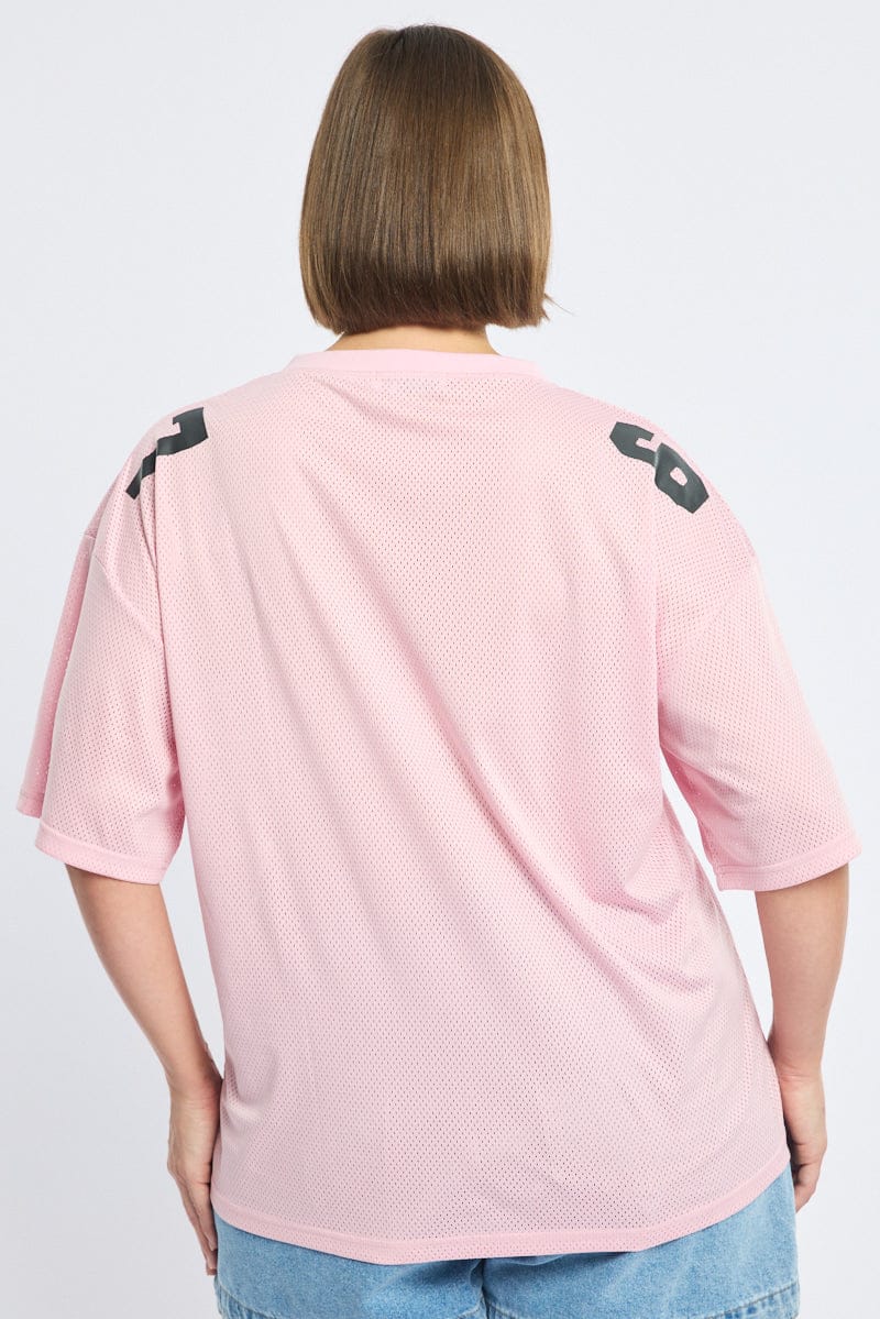 Pink Oversized Sport Tee Short Sleeve for YouandAll Fashion