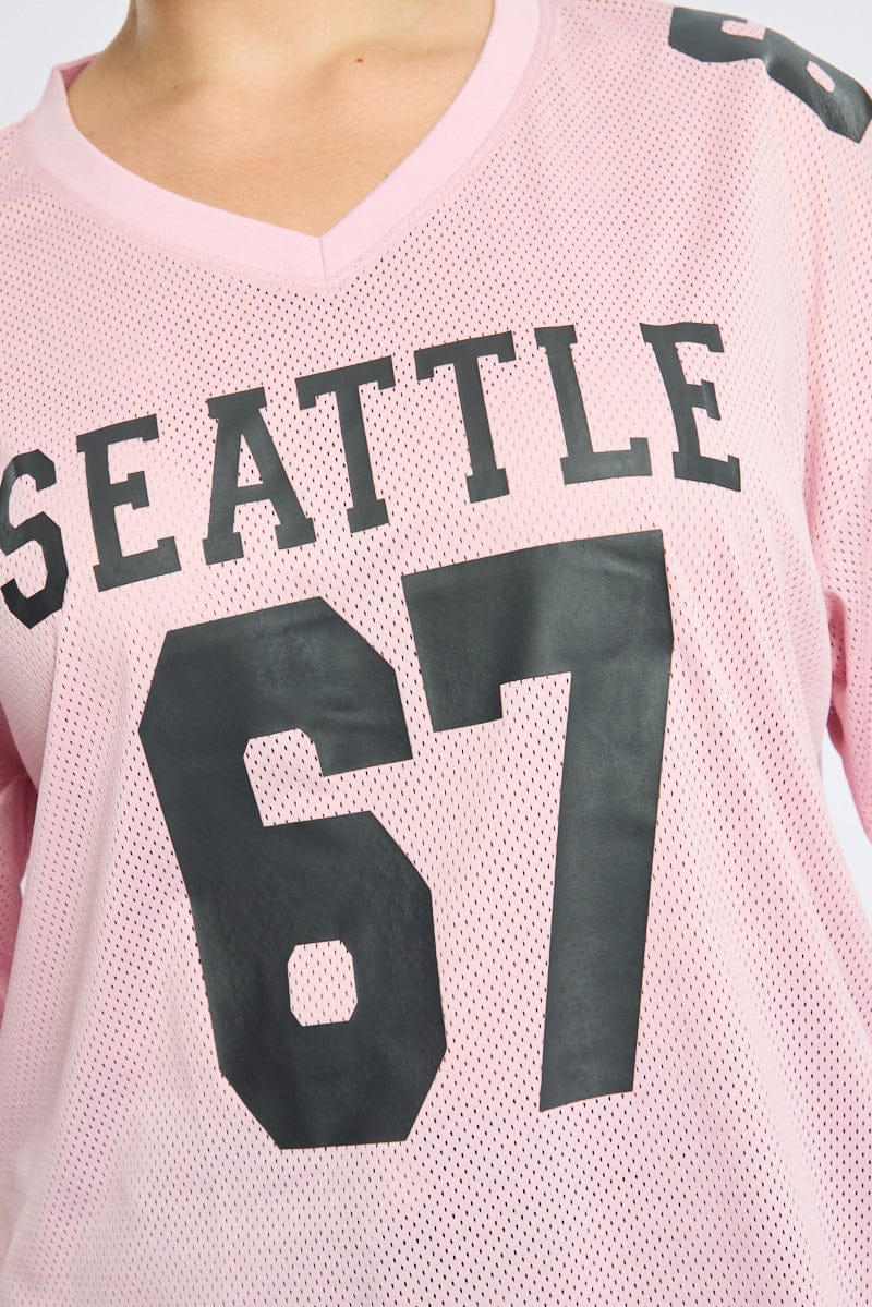 Pink Oversized Sport Tee Short Sleeve for YouandAll Fashion