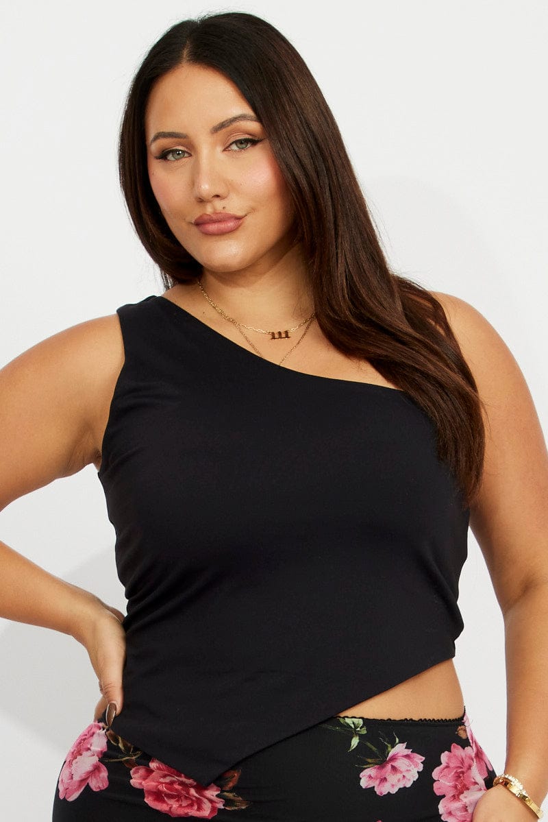 Black One Shoulder Top Supersoft for YouandAll Fashion