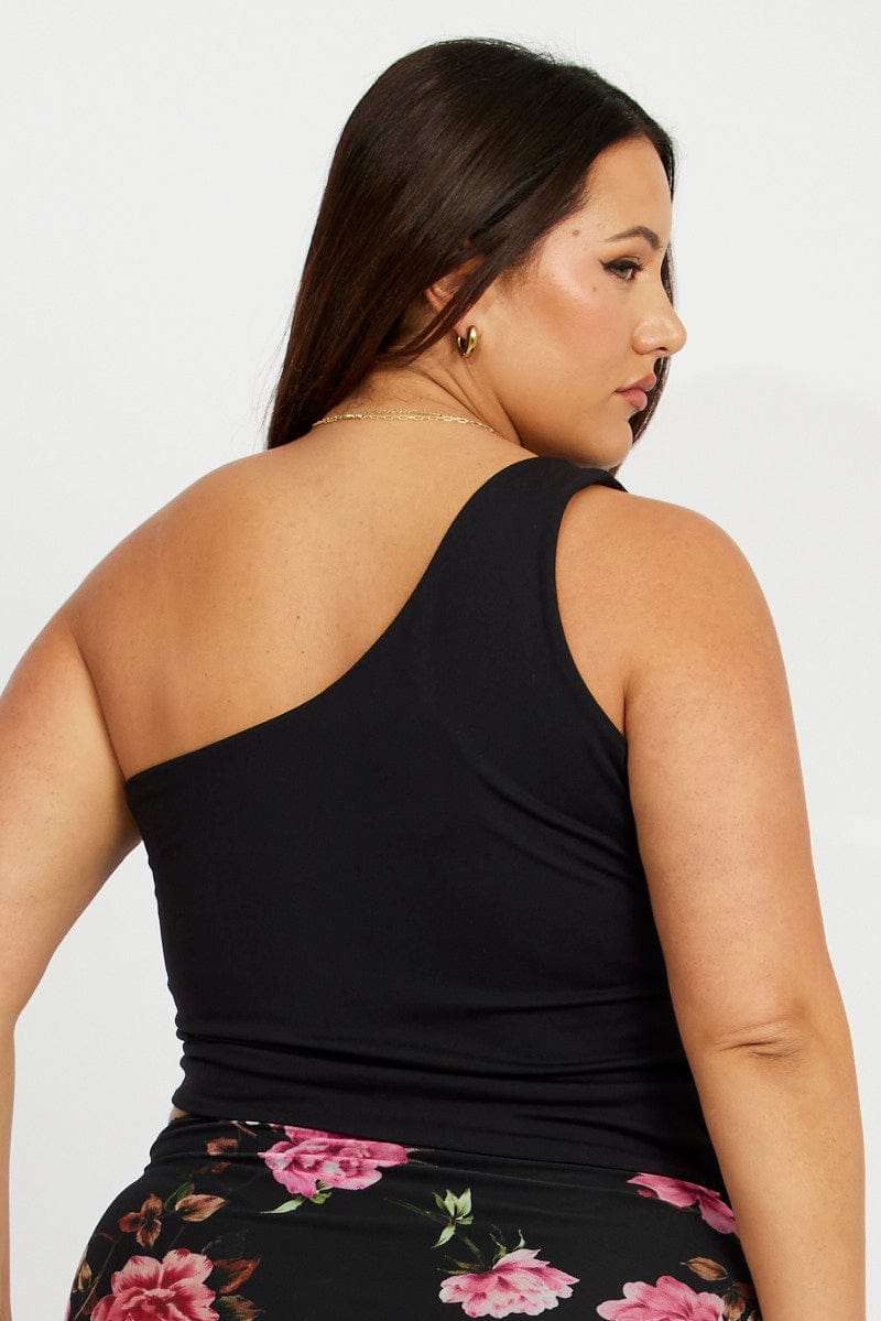 Black One Shoulder Top Supersoft for YouandAll Fashion