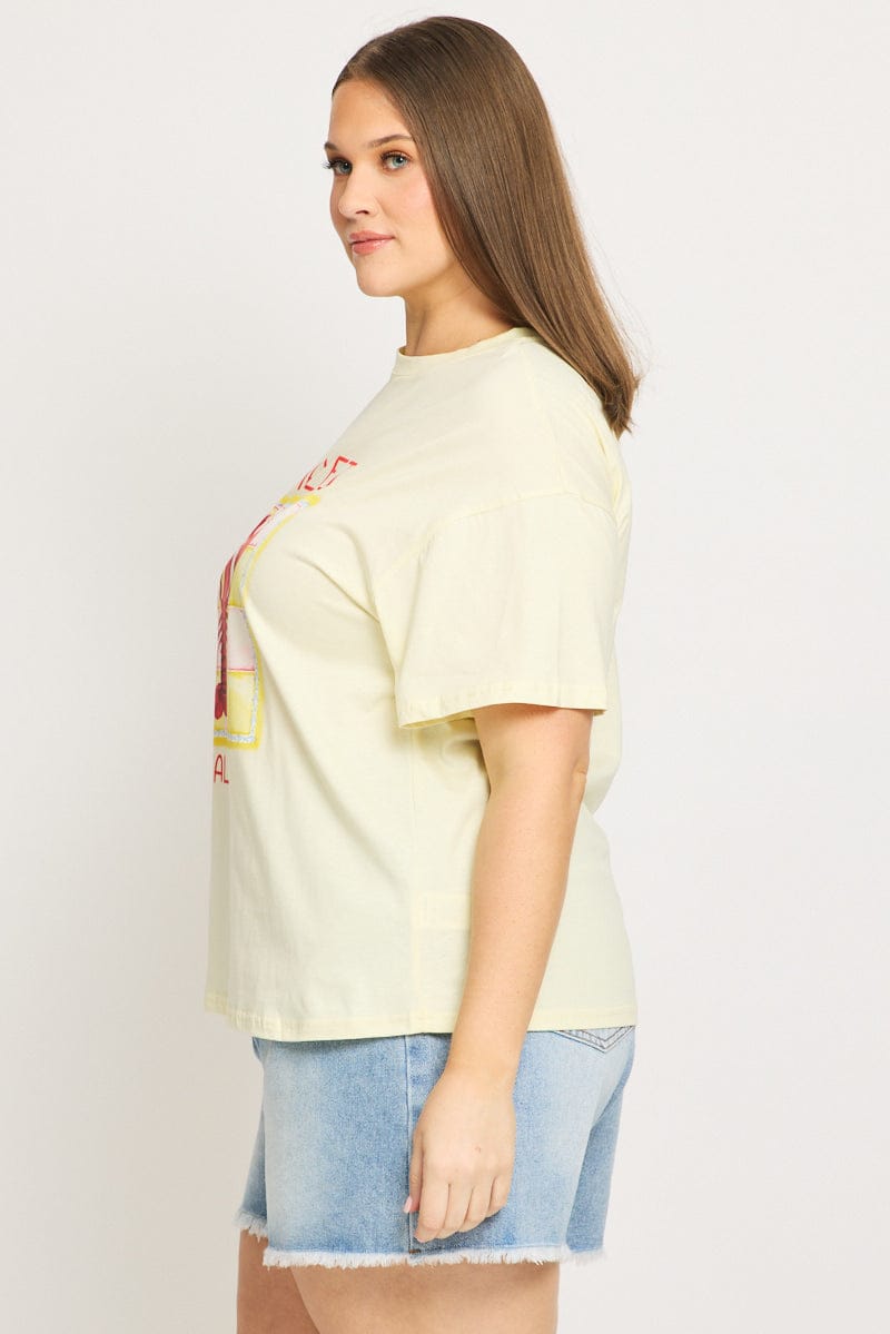 Yellow Graphic Tee Short Sleeve Lobster for YouandAll Fashion