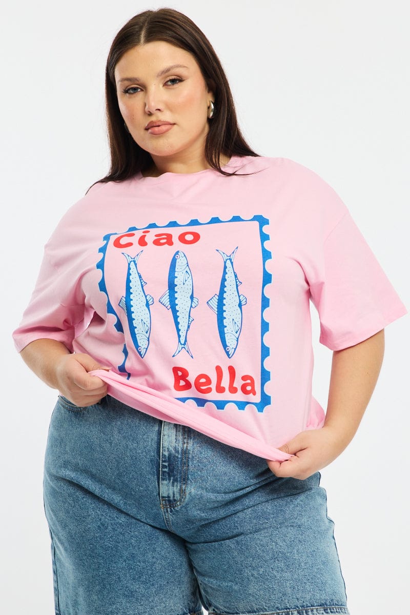 Pink Sardine T-shirt Short Sleeve for YouandAll Fashion