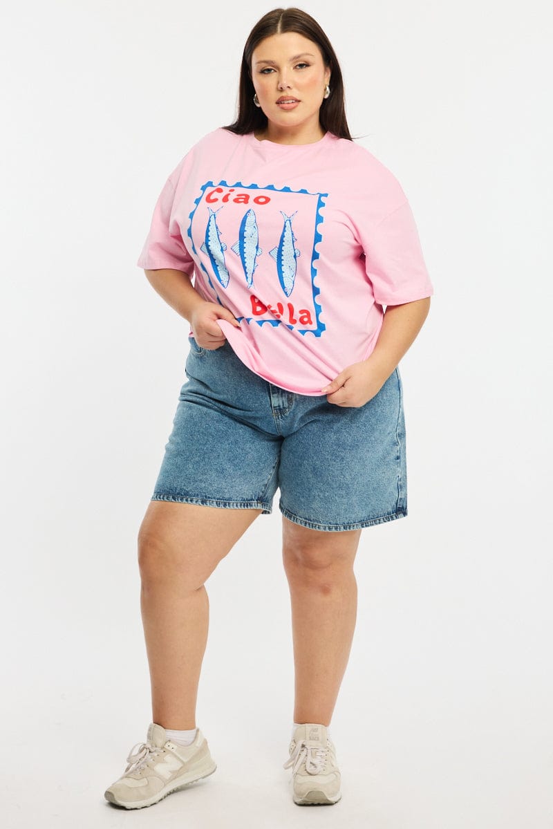 Pink Sardine T-shirt Short Sleeve for YouandAll Fashion