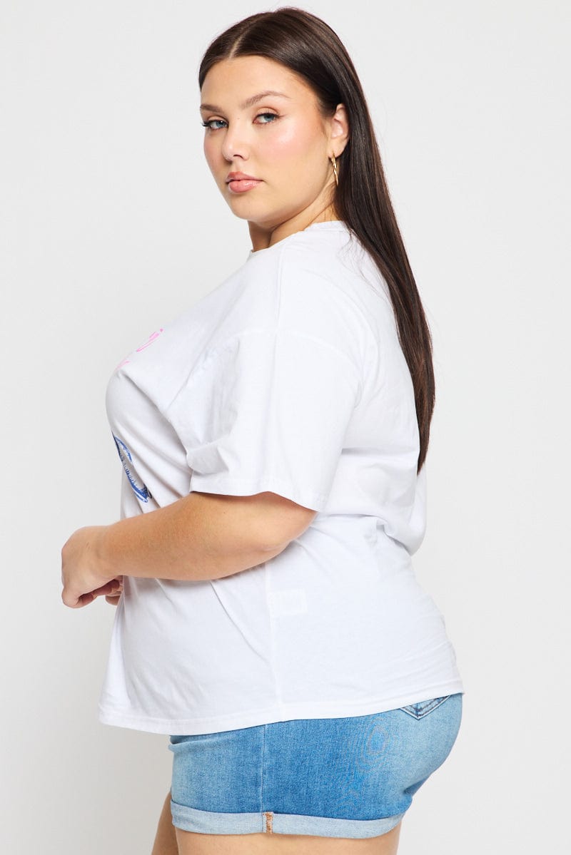 White Graphic Tee Short Sleeve Seashells for YouandAll Fashion