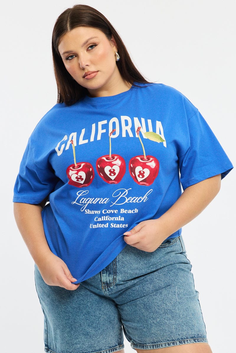 Blue Cherry Tee Short Sleeve for YouandAll Fashion