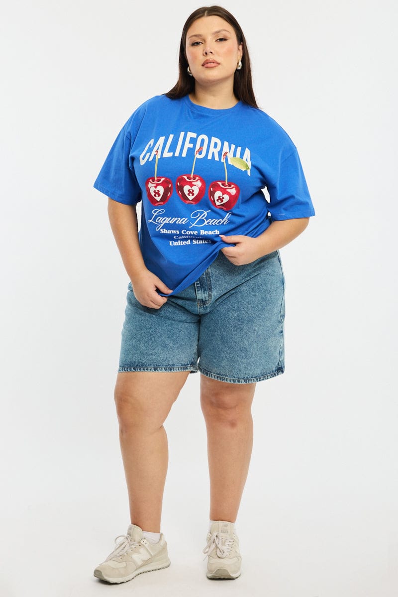 Blue Cherry Tee Short Sleeve for YouandAll Fashion