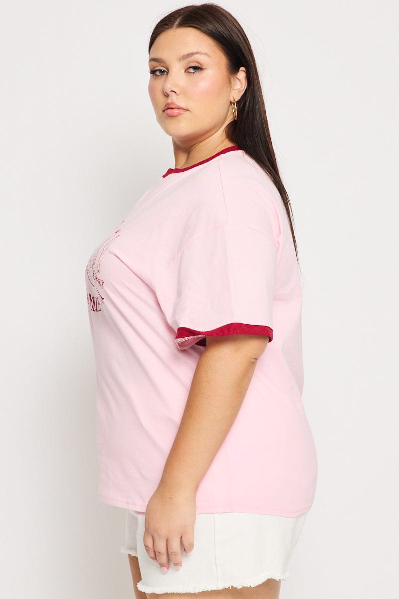 Pink Graphic Tee - Short Sleeve - Regular Fit - Round N for YouandAll Fashion