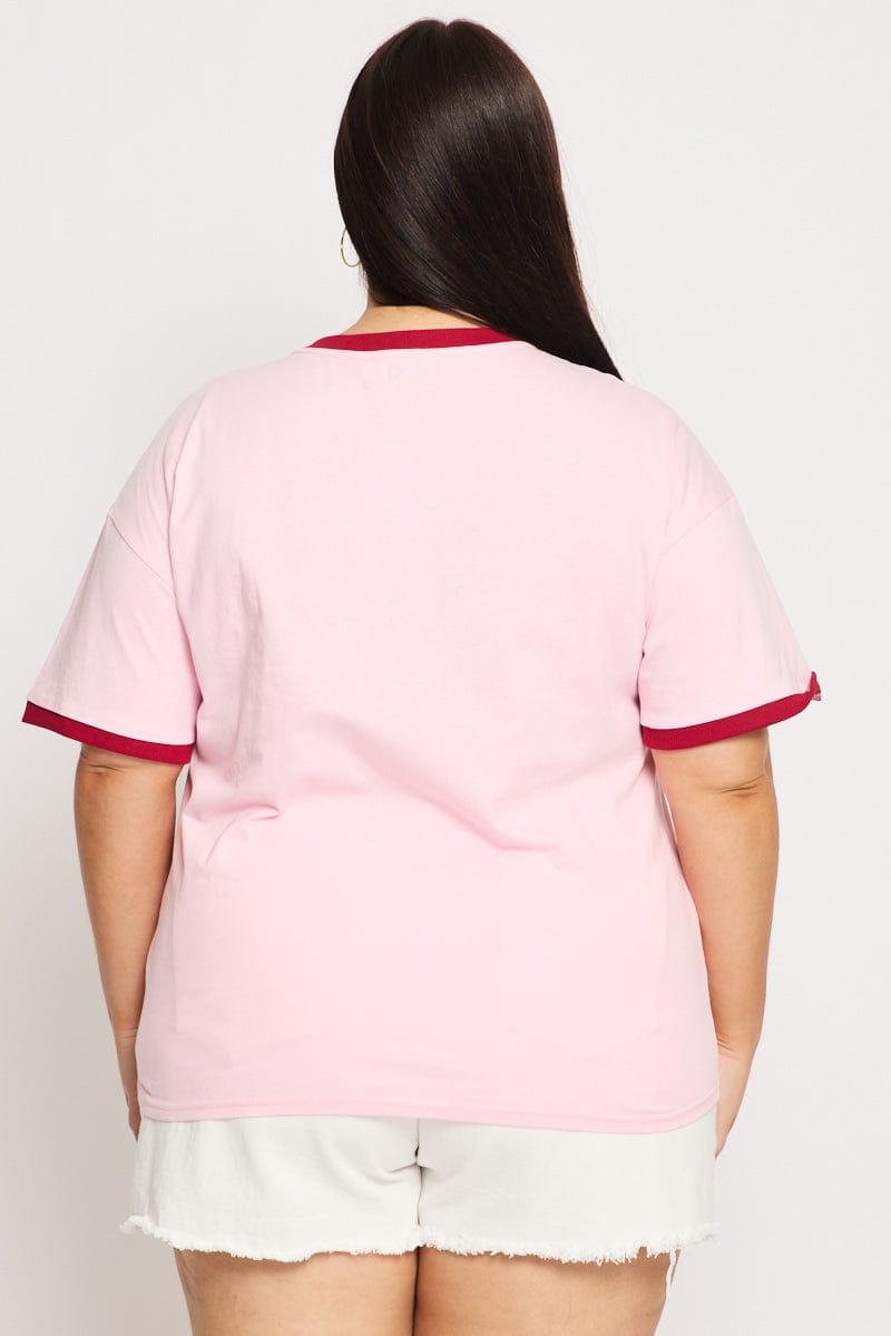 Pink Graphic Tee - Short Sleeve - Regular Fit - Round N for YouandAll Fashion