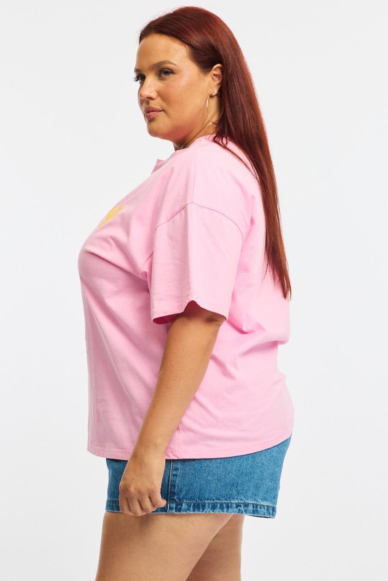 Pink Graphic Tee Short Sleeve for YouandAll Fashion