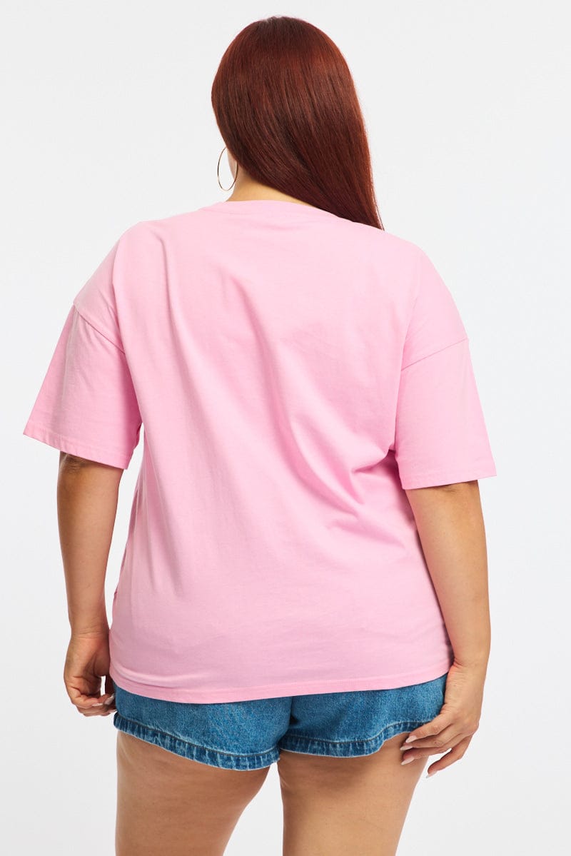 Pink Graphic Tee Short Sleeve for YouandAll Fashion