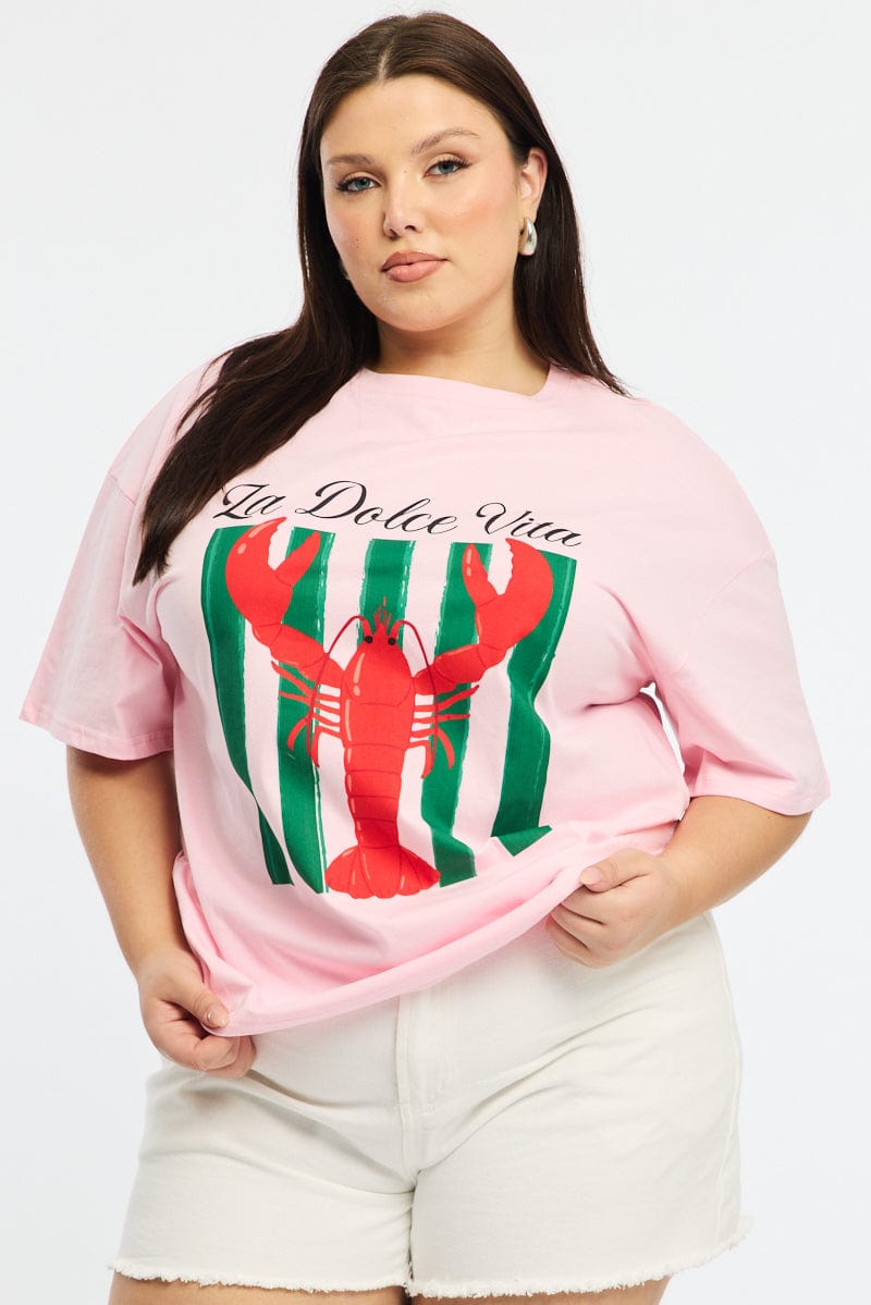 Pink La Dolce Vita Tee Short Sleeve for YouandAll Fashion
