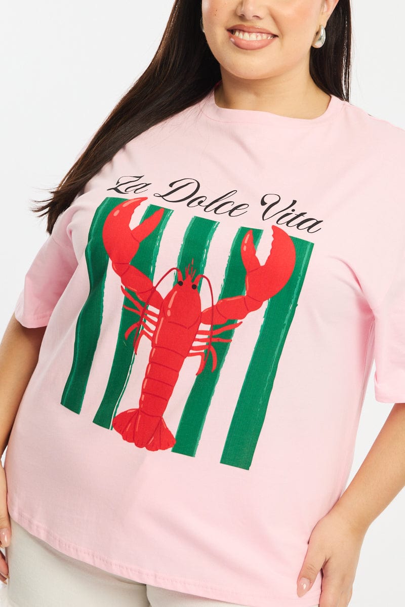 Pink La Dolce Vita Tee Short Sleeve for YouandAll Fashion