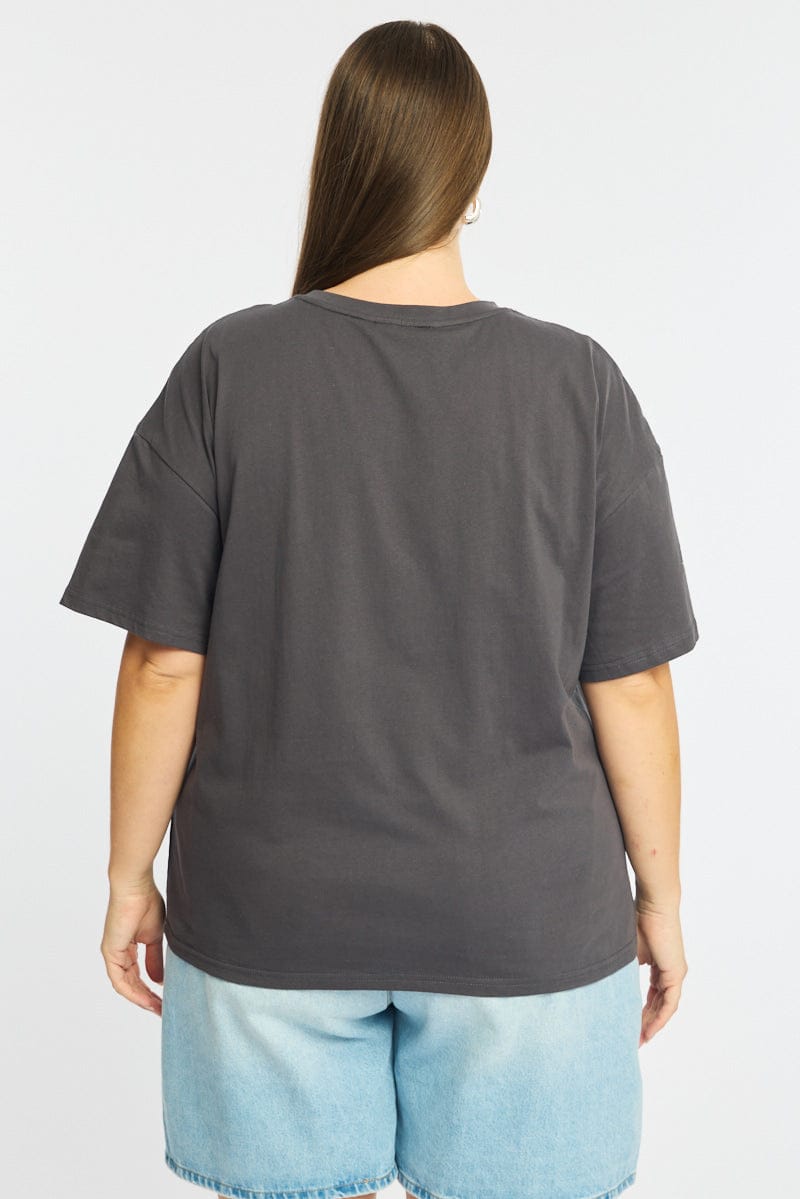 Grey Graphic Tee Short Sleeve for YouandAll Fashion