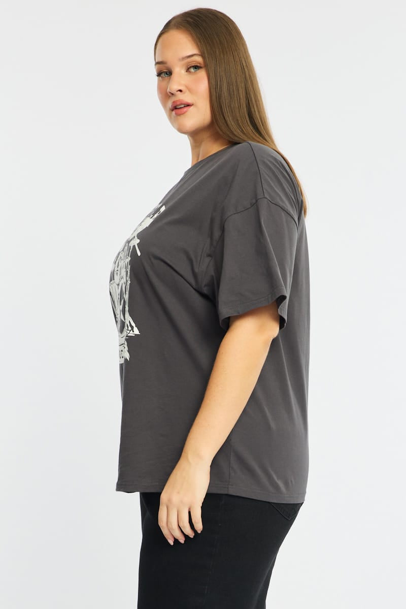 Grey Band Graphic Tee Short Sleeve for YouandAll Fashion