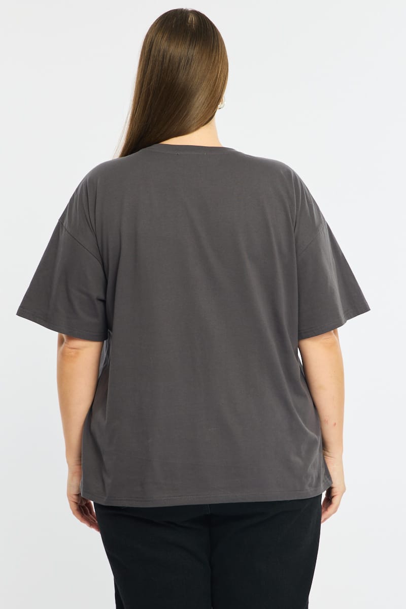 Grey Band Graphic Tee Short Sleeve for YouandAll Fashion