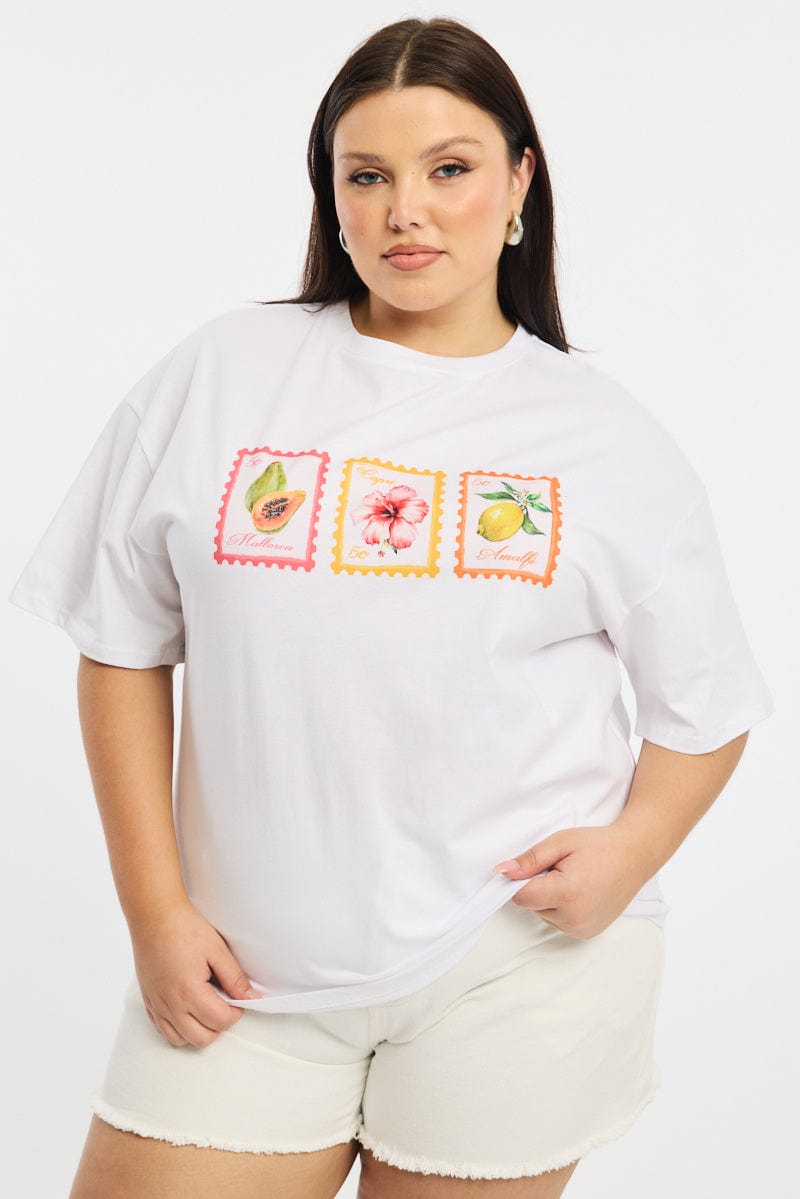 White Post Stamp T-shirt Short Sleeve for YouandAll Fashion