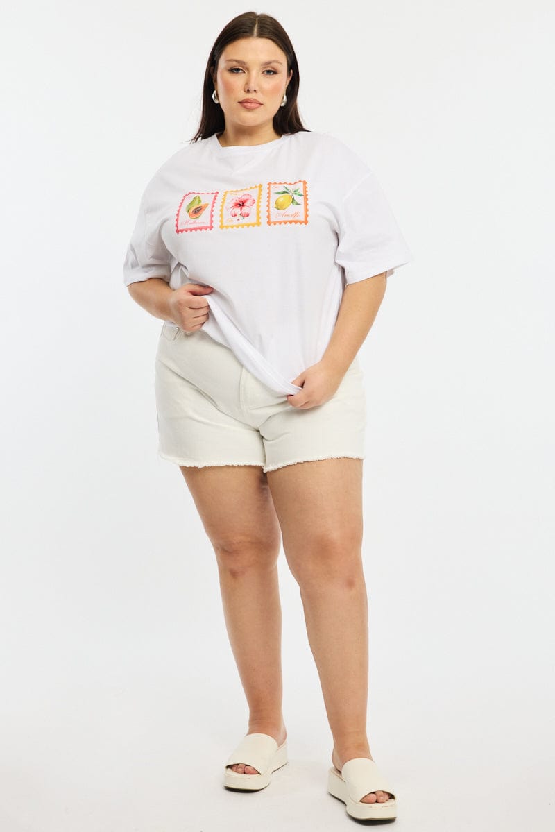 White Post Stamp T-shirt Short Sleeve for YouandAll Fashion
