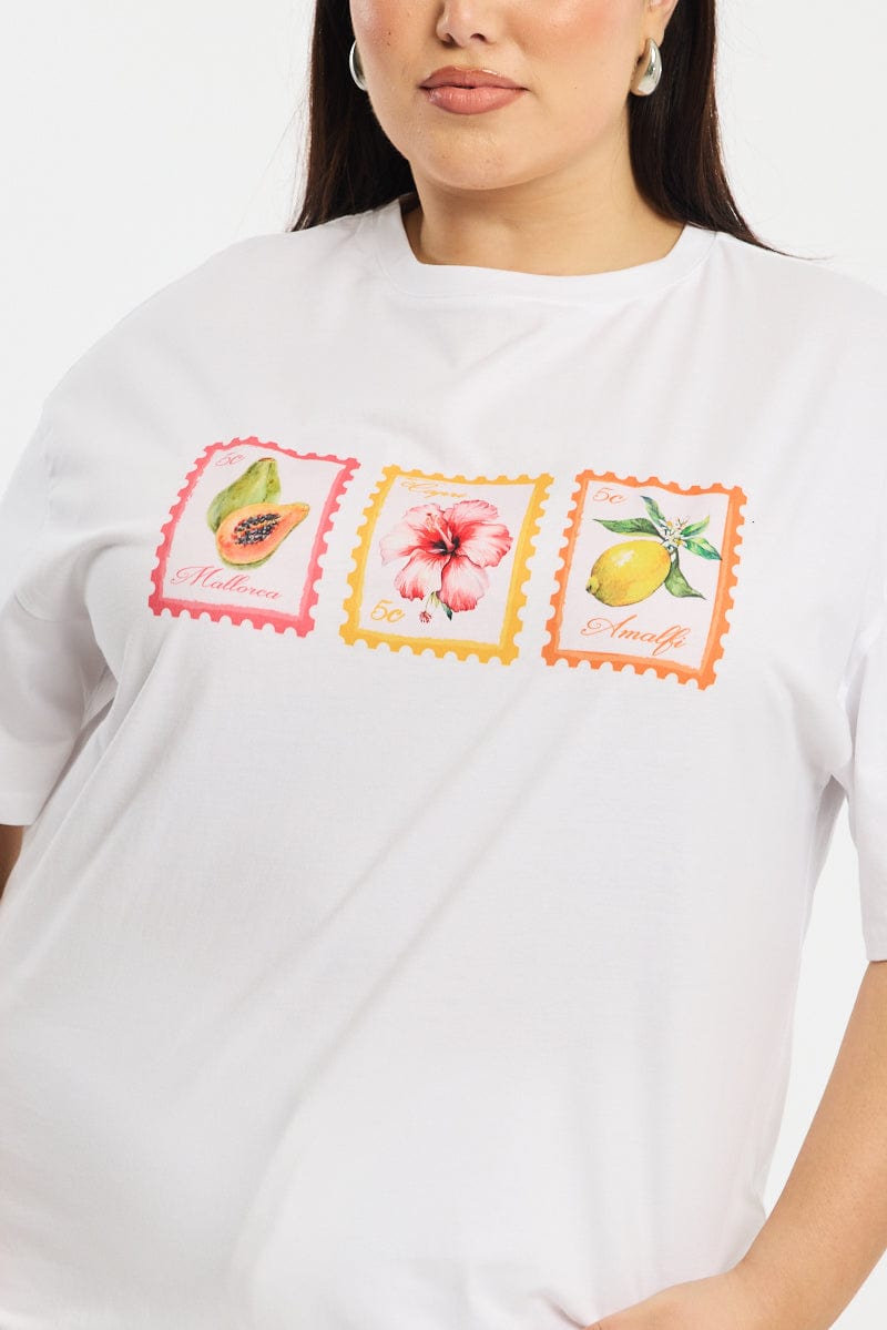 White Post Stamp T-shirt Short Sleeve for YouandAll Fashion