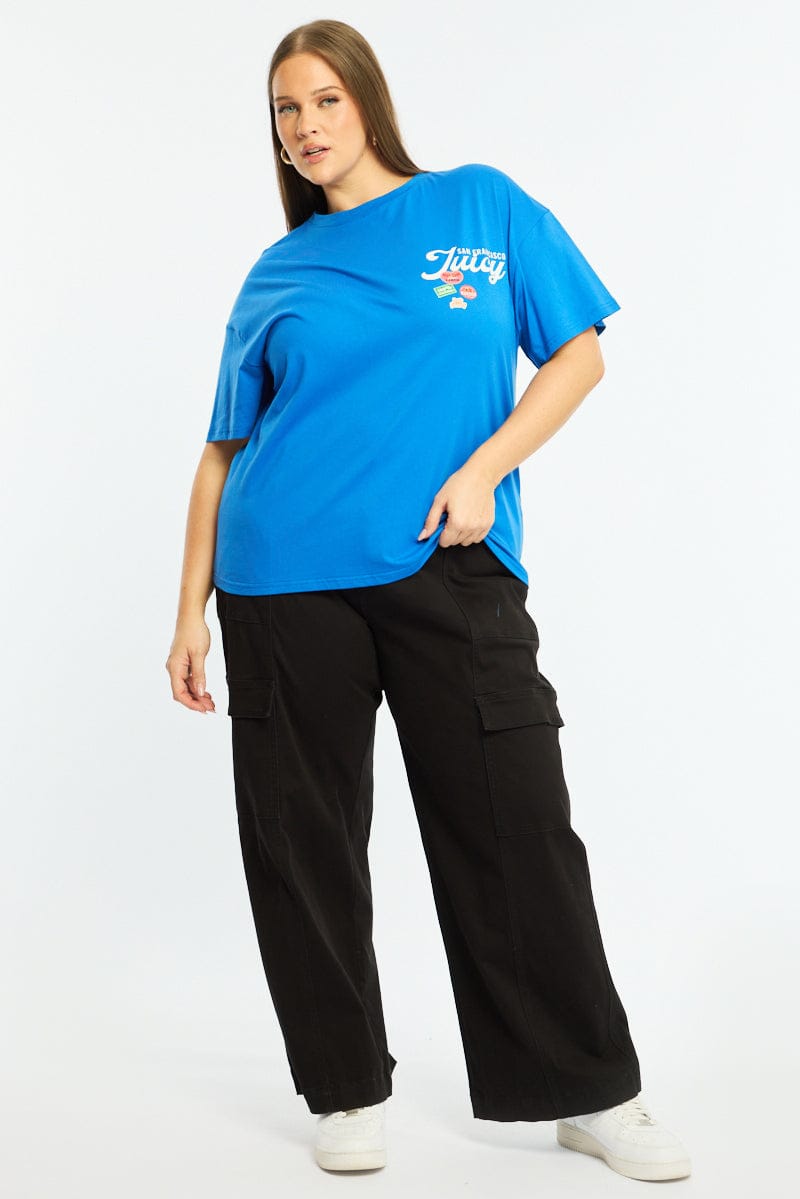 Blue Graphic Tee Short Sleeve for YouandAll Fashion