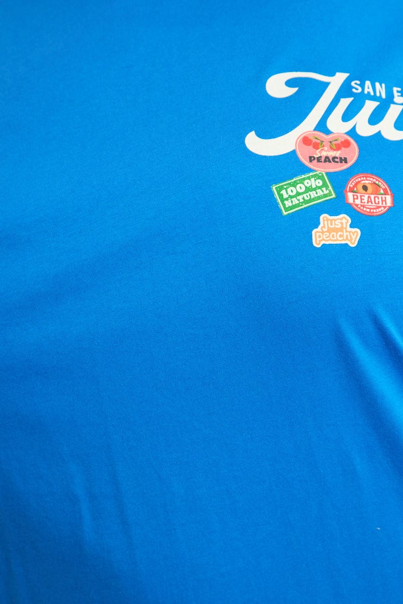 Blue Graphic Tee Short Sleeve for YouandAll Fashion