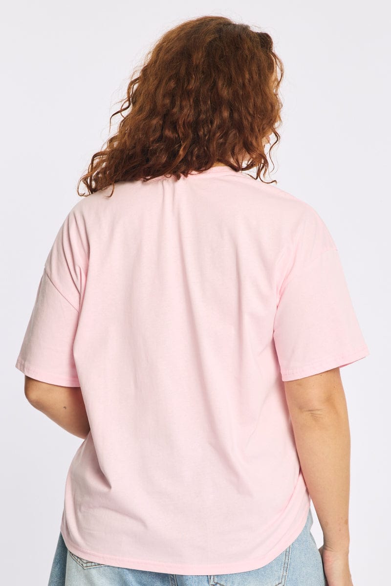 Pink Match Graphic Tee Short Sleeve for YouandAll Fashion
