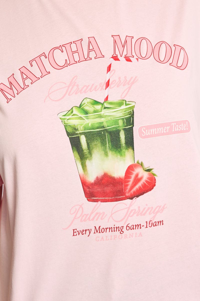 Pink Match Graphic Tee Short Sleeve for YouandAll Fashion