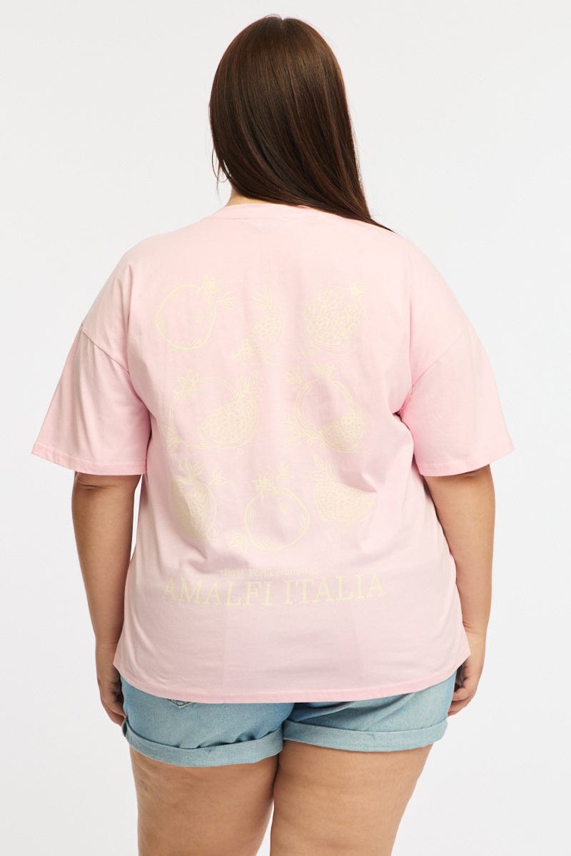 Pink Graphic Tee Short Sleeve for YouandAll Fashion