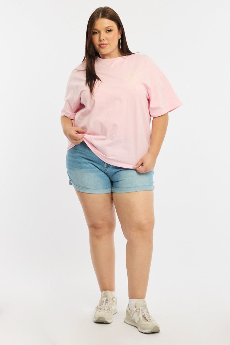 Pink Graphic Tee Short Sleeve for YouandAll Fashion